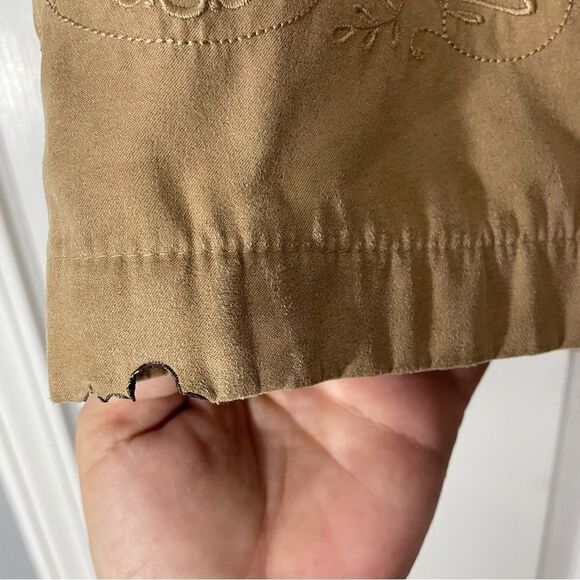 London Fog All Weather Faux Suede Embroidered Jacket Drawstring Waist Size Small - Picture 7 of 12